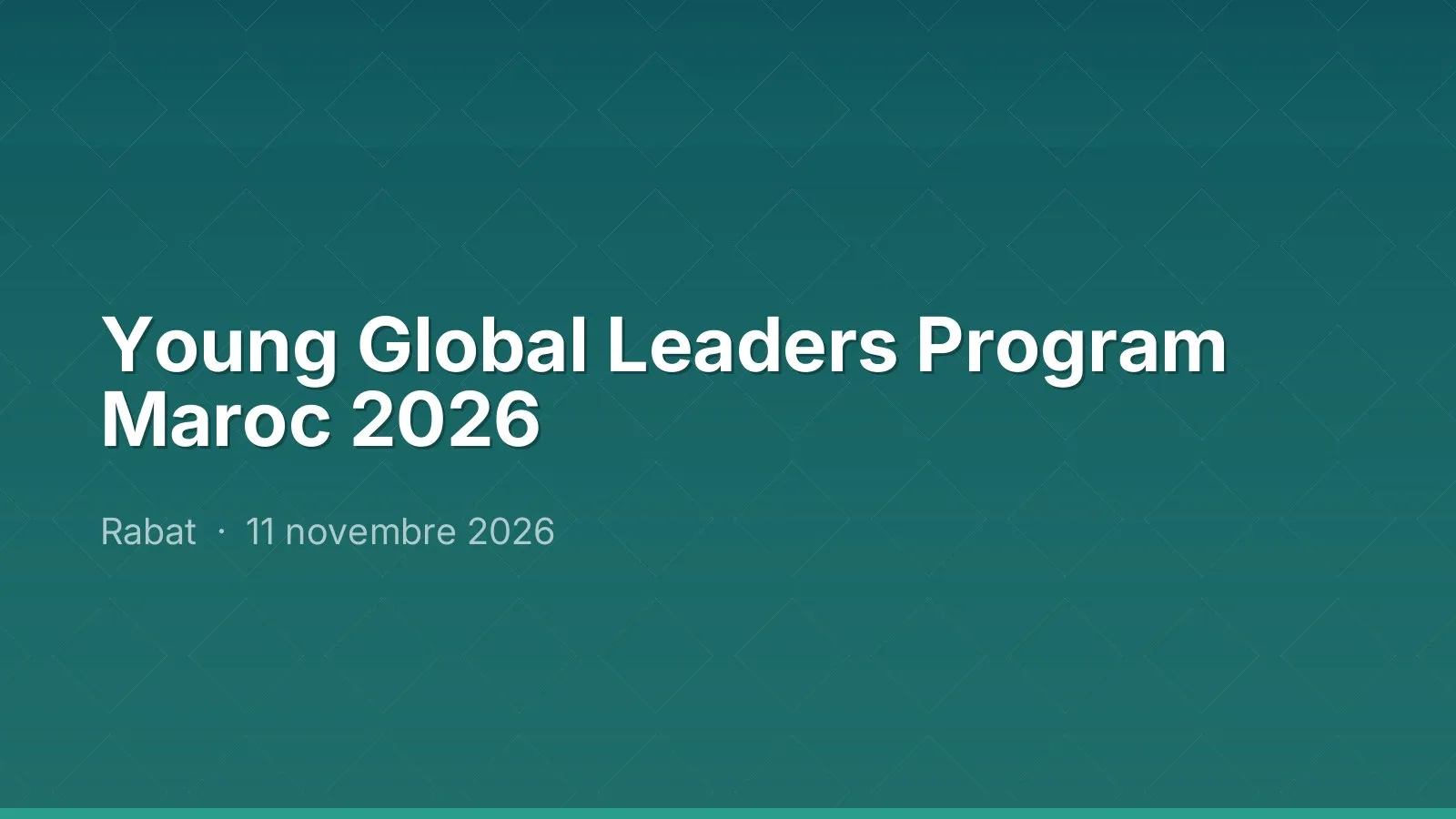 Young Global Leaders Program Maroc 2026