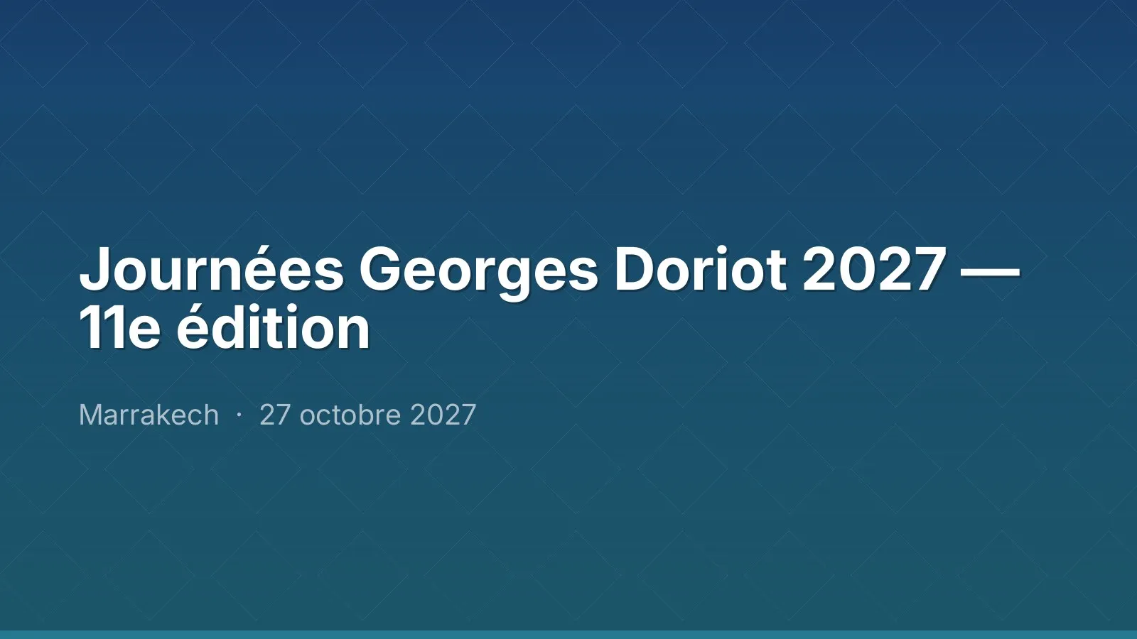 Journées Georges Doriot 2027 — 11e édition