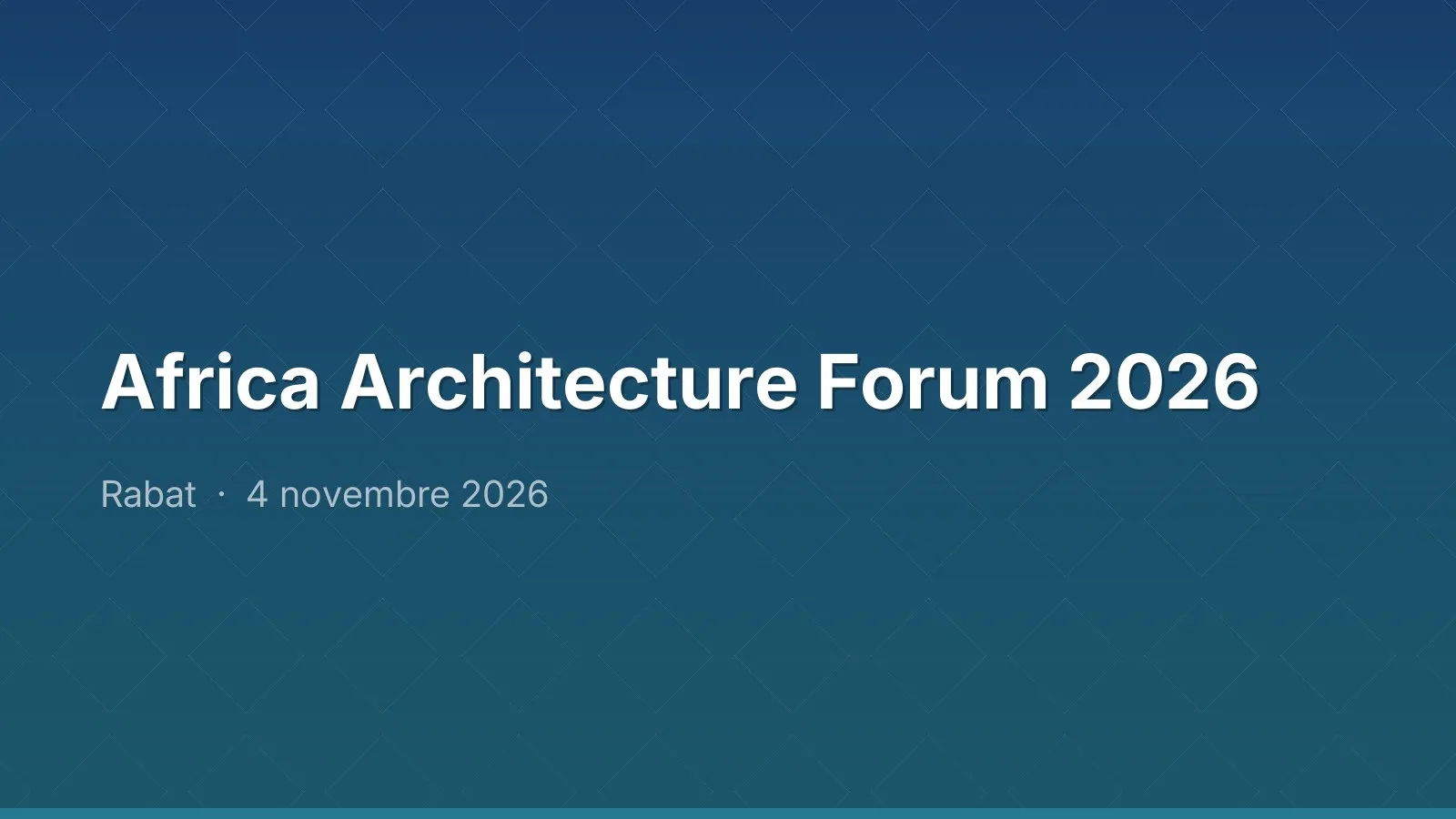 Africa Architecture Forum 2026