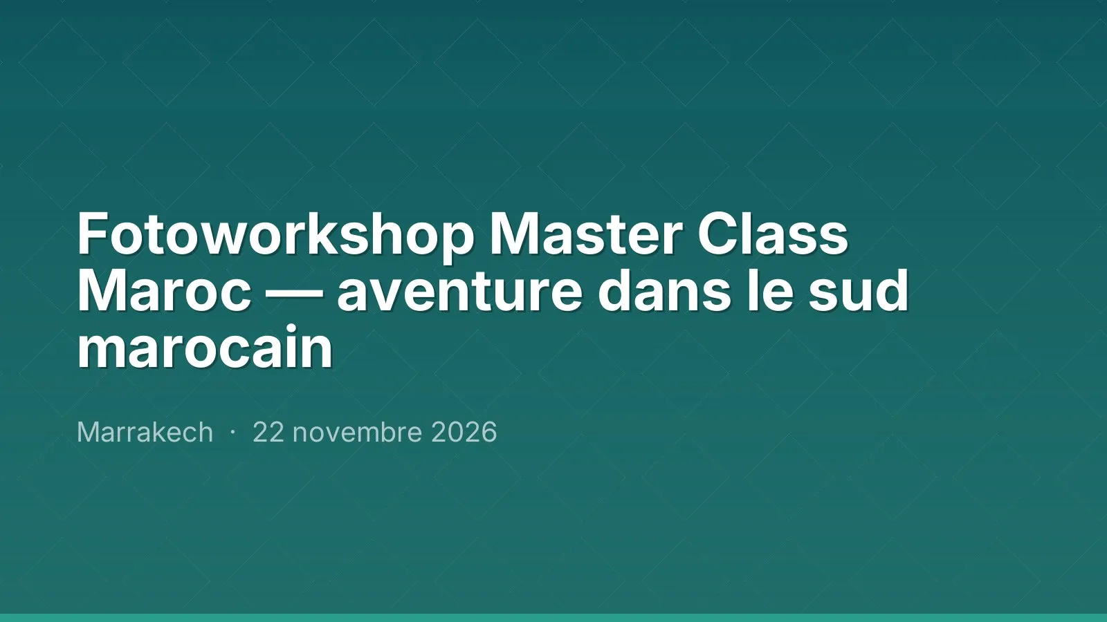 Fotoworkshop Master Class Maroc — aventure dans le sud marocain