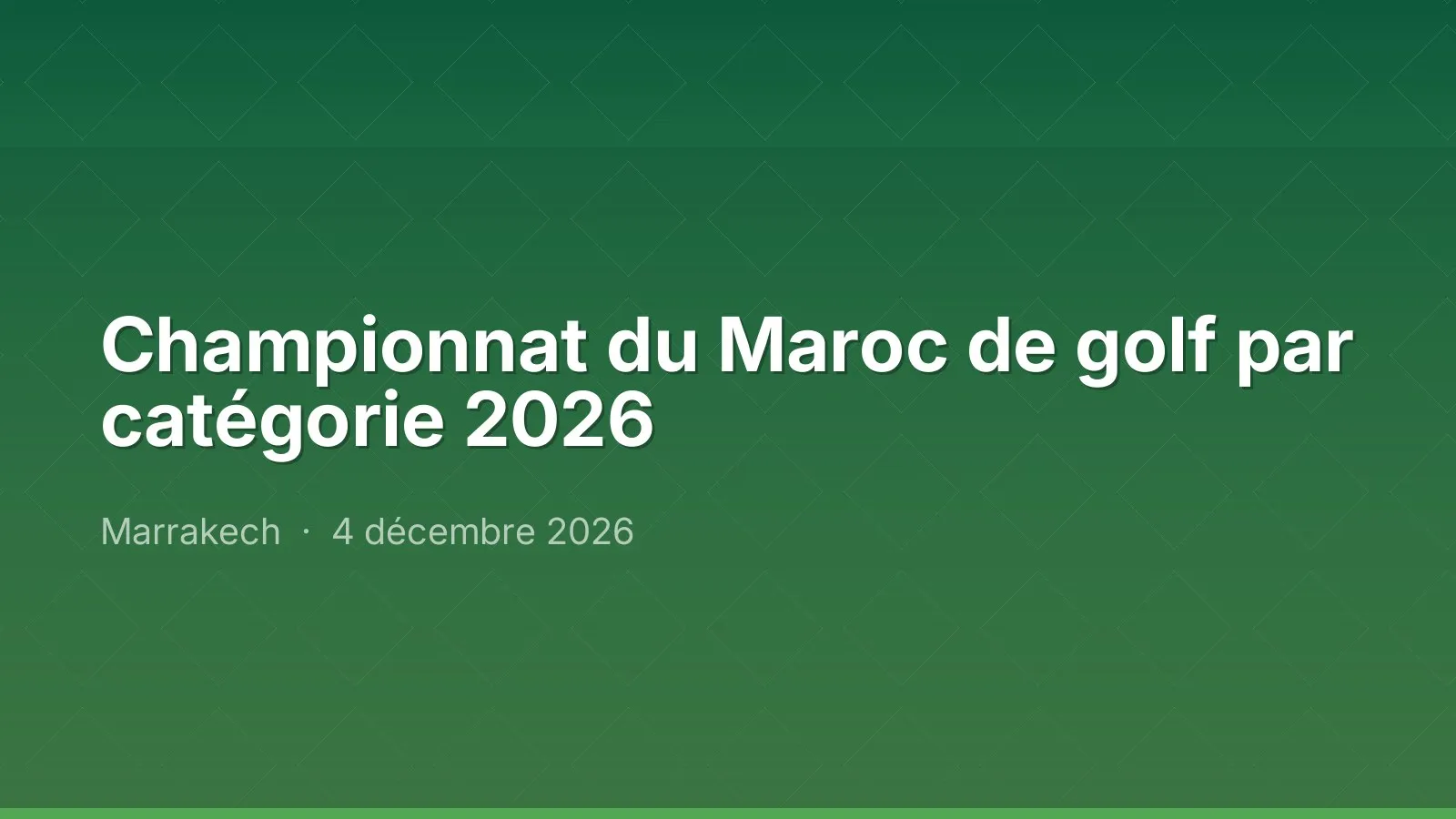 Championnat du Maroc de golf par catégorie 2026