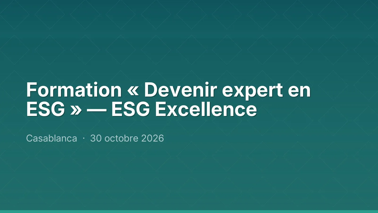 Formation « Devenir expert en ESG » — ESG Excellence