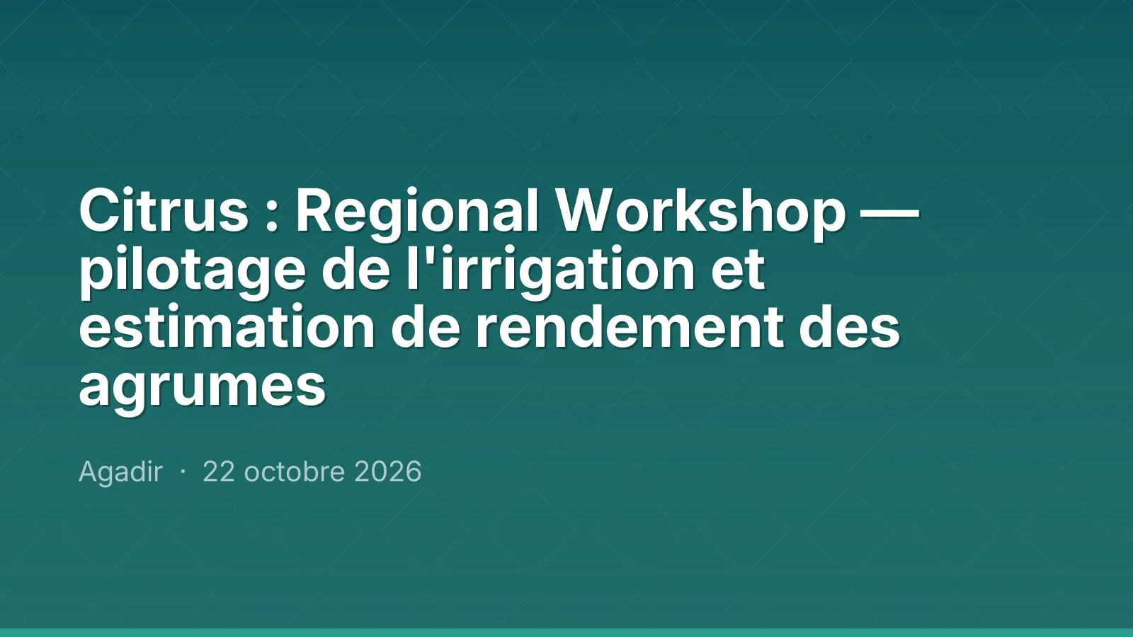 Citrus : Regional Workshop — pilotage de l'irrigation et estimation de rendement des agrumes