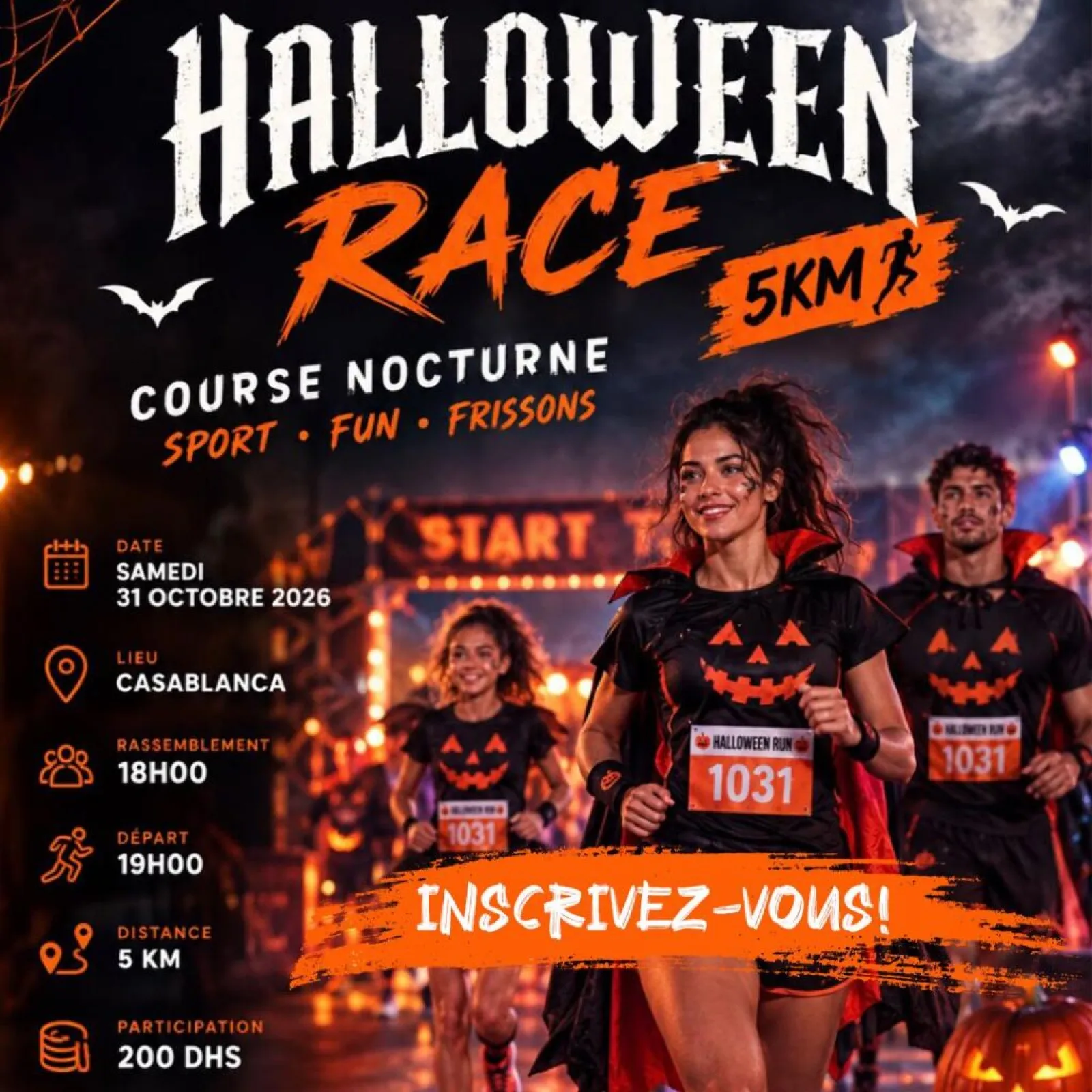 Halloween Race 5 km — course nocturne à Casablanca