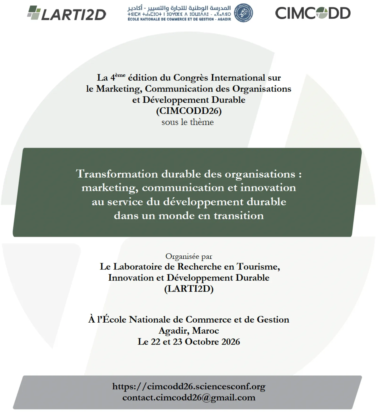 CIMCODD26 — 4e Congrès international sur le marketing, la communication des organisations et le développement durable