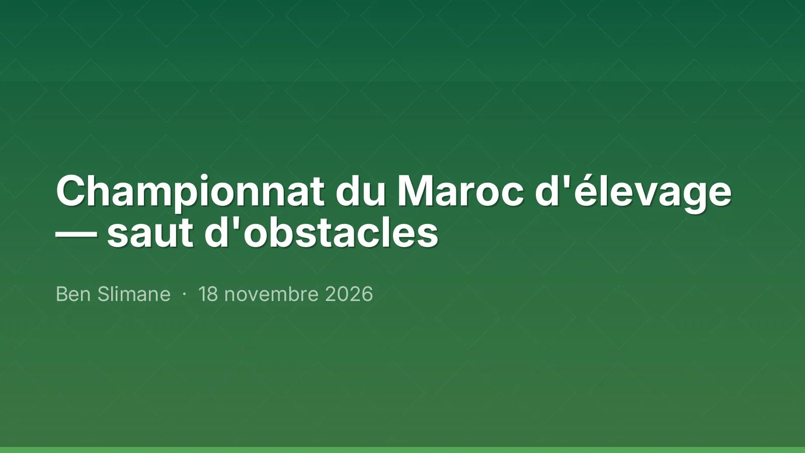 Championnat du Maroc d'élevage — saut d'obstacles