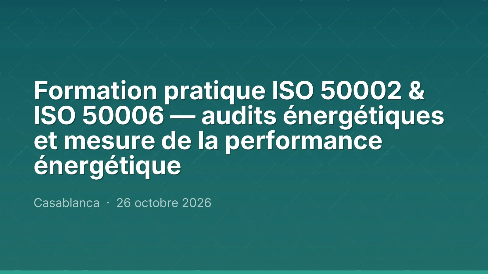 Formation pratique ISO 50002 & ISO 50006 — audits énergétiques et mesure de la performance énergétique