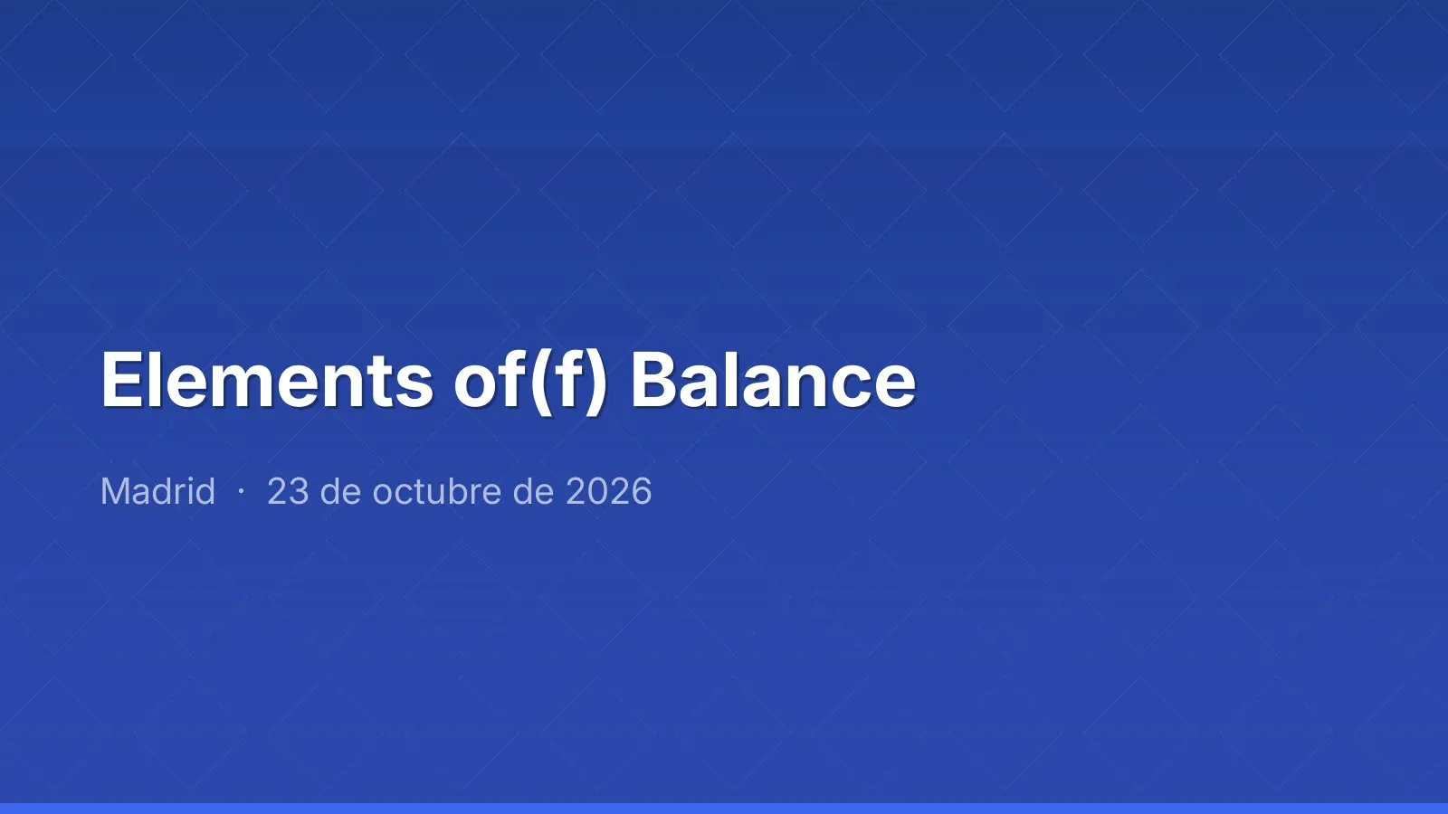 Elements of(f) Balance