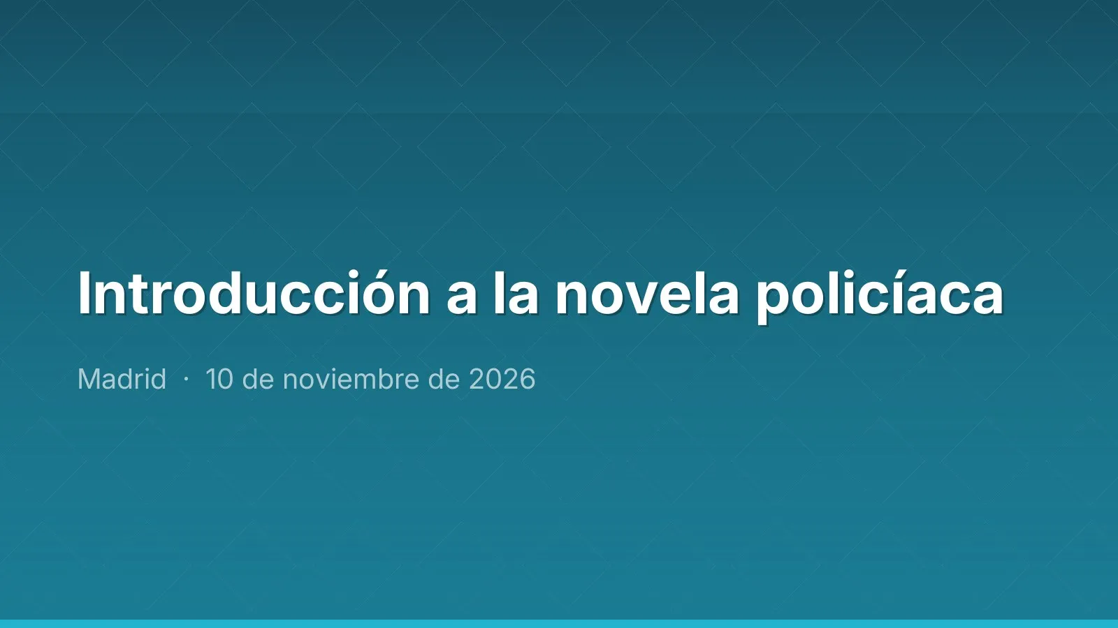 Introducción a la novela policíaca