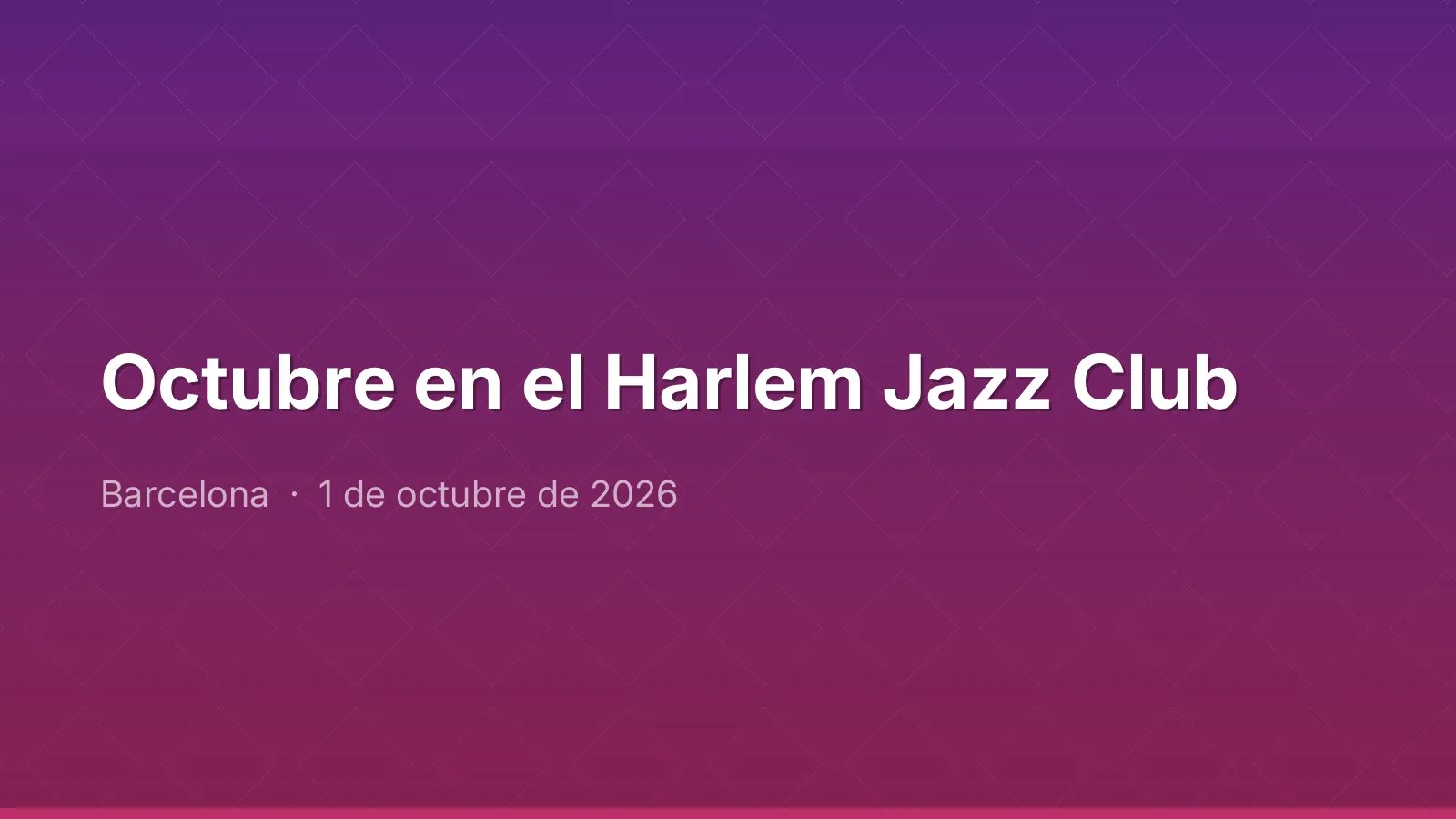 Octubre en el Harlem Jazz Club
