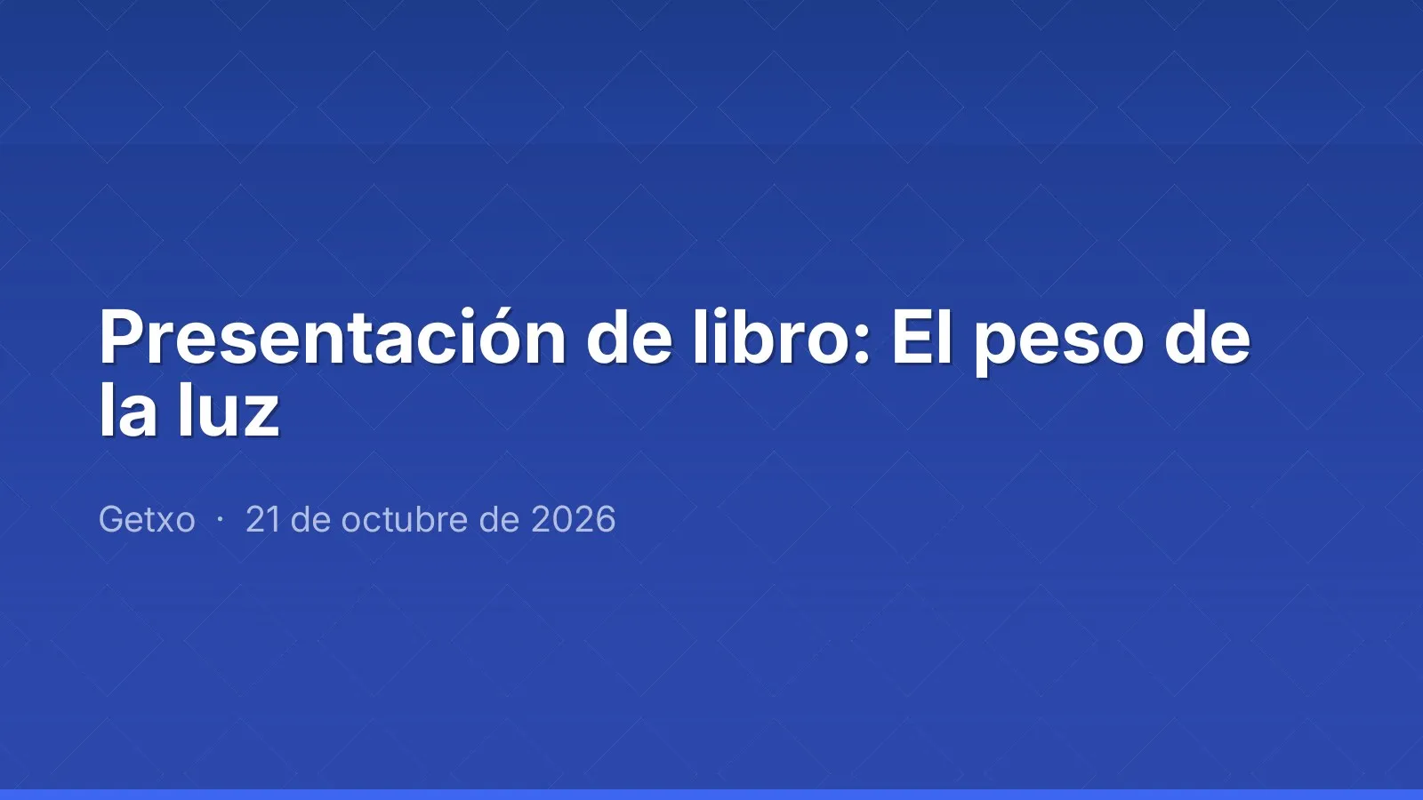 Book presentation: El peso de la luz