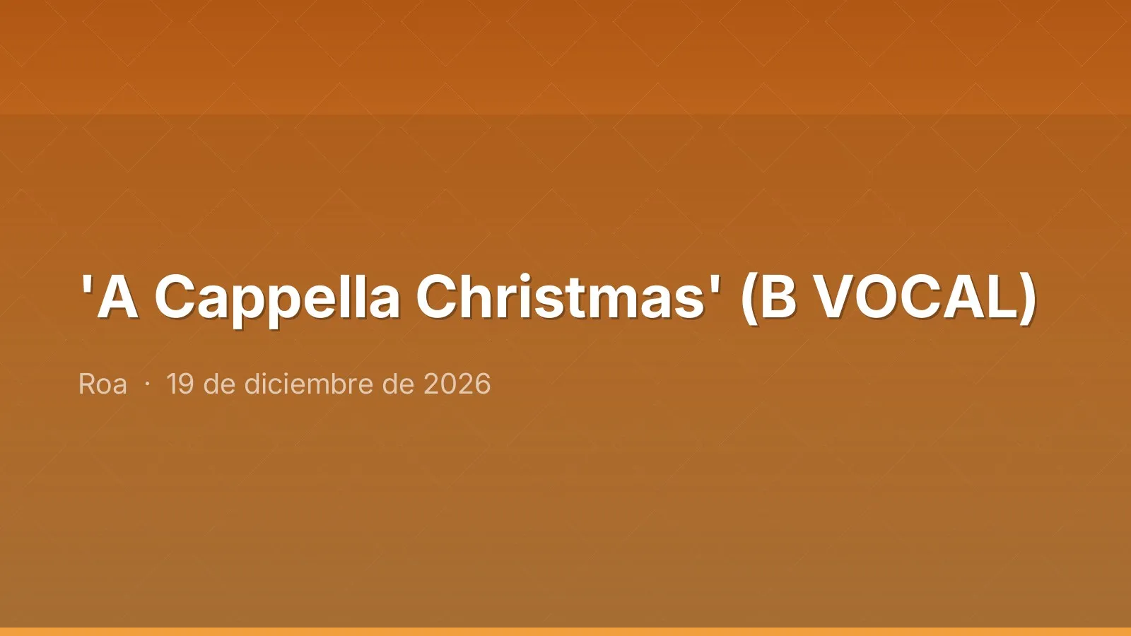 'A Cappella Christmas' (B VOCAL)