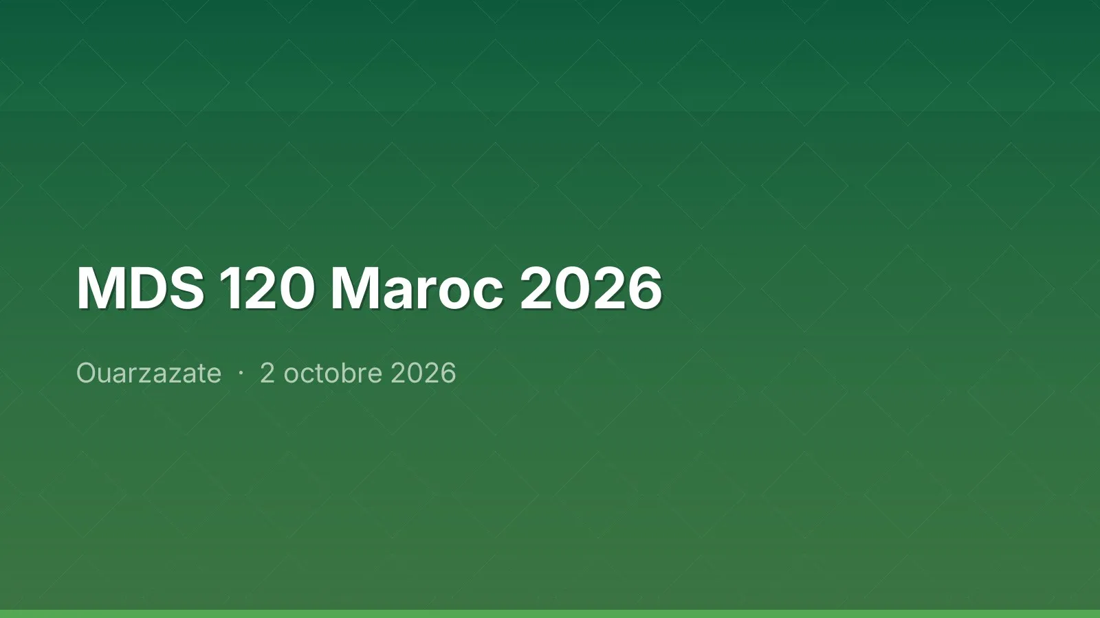 MDS 120 Maroc 2026 — Ouarzazate