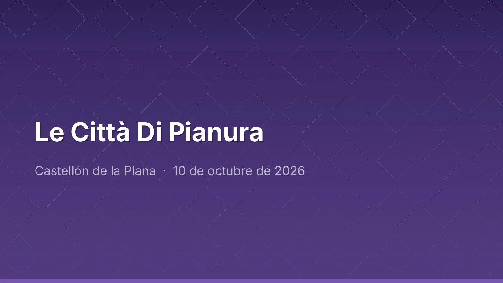 Le Città Di Pianura