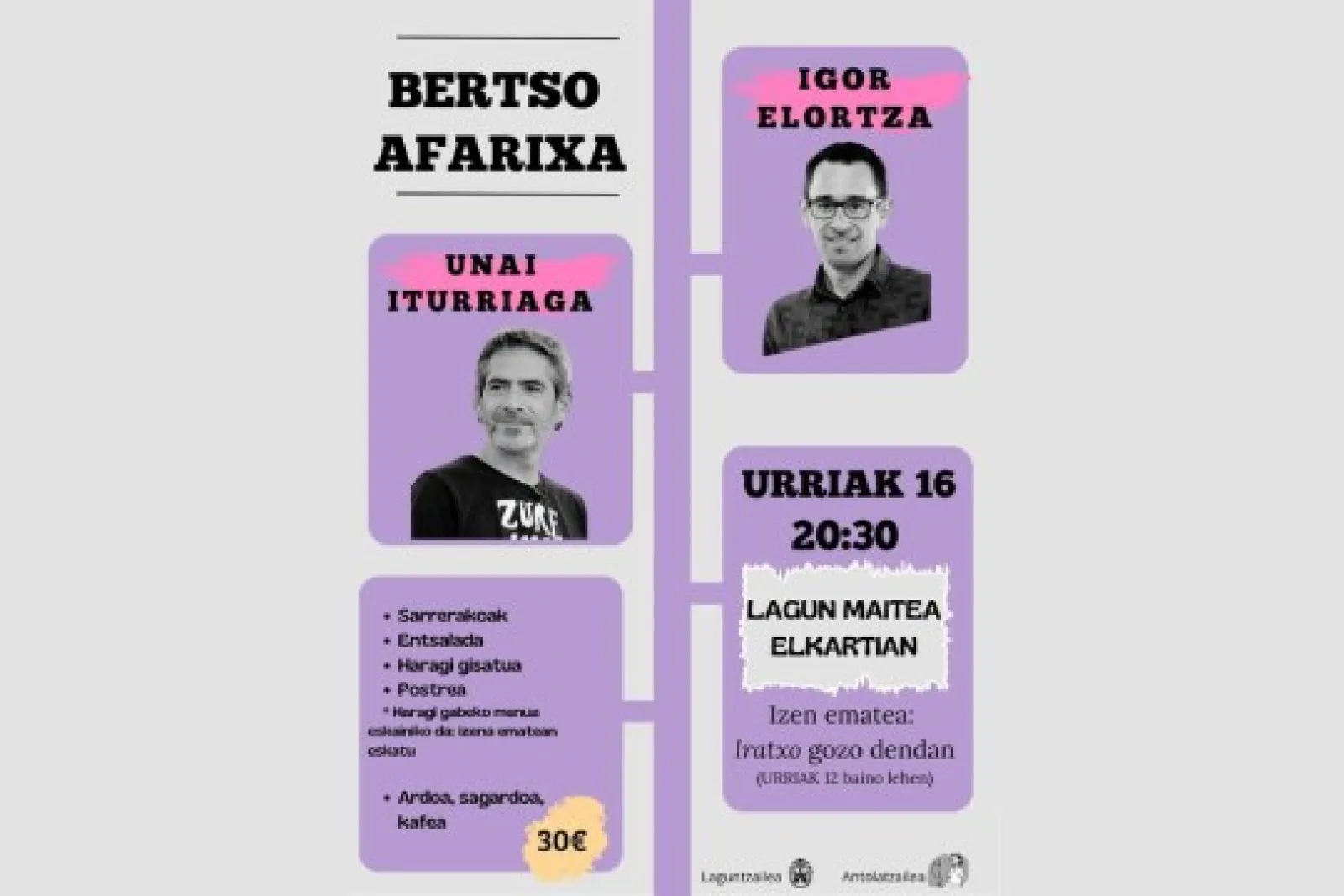 Bertso afaria: Igor Elortza, Unai Iturriaga