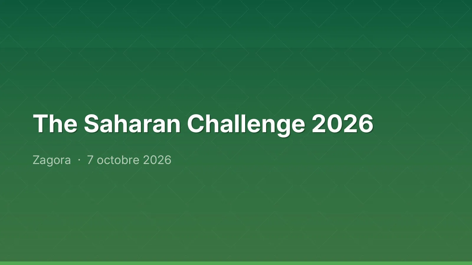 The Saharan Challenge 2026