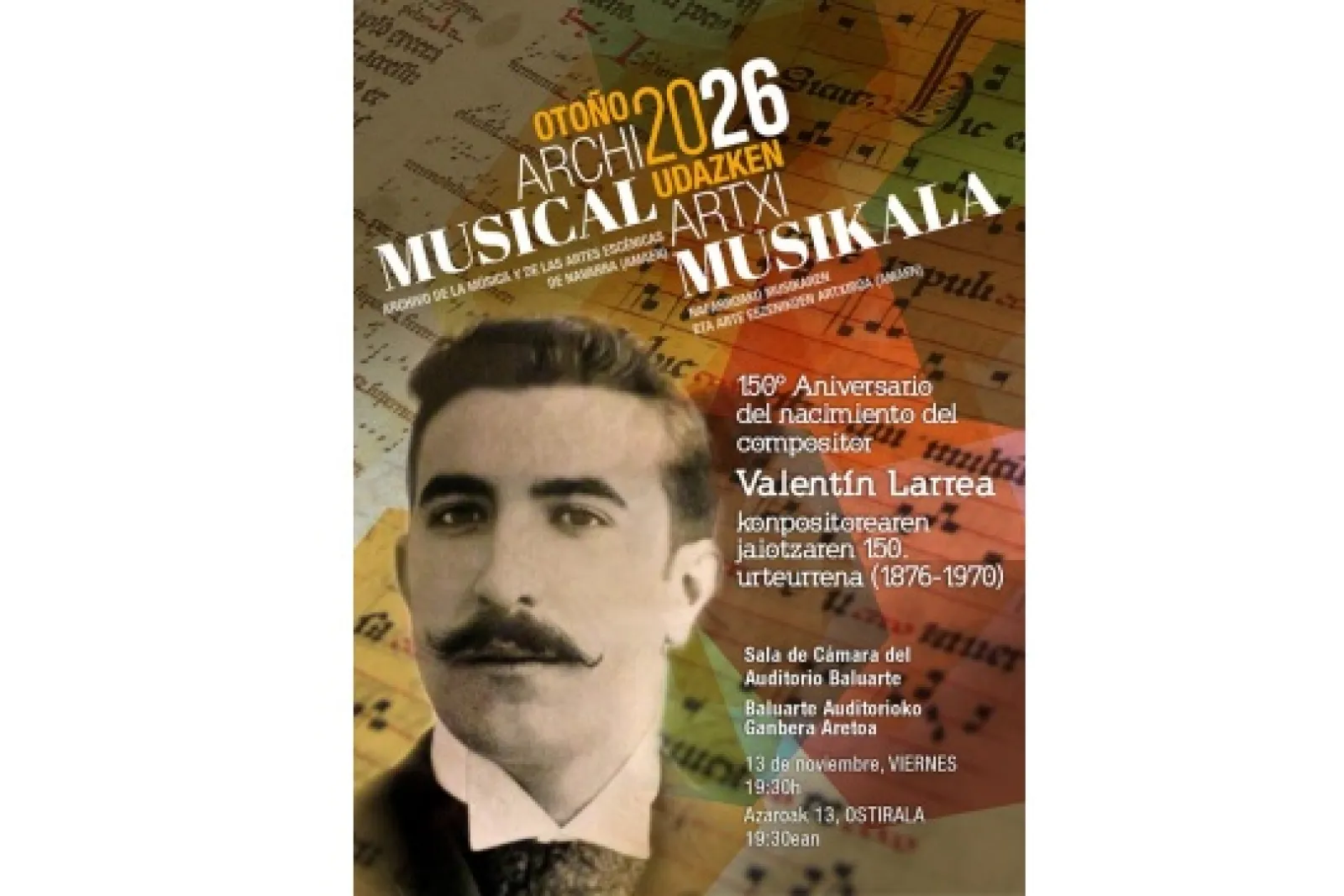 Orquesta Sinfónica de Navarra: "150º Aniversario del nacimiento del compositor Valentín Larrea (1876-1970)"