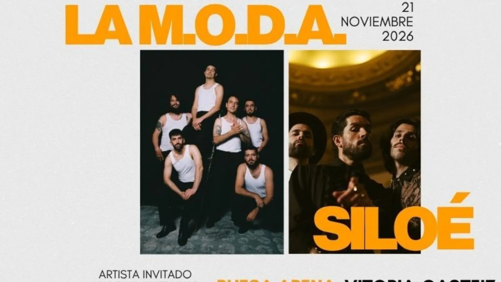 Billets LA M.O.D.A. + SILOÉ (Vitoria-Gasteiz - Buesa Arena 21 novembre 2026)
