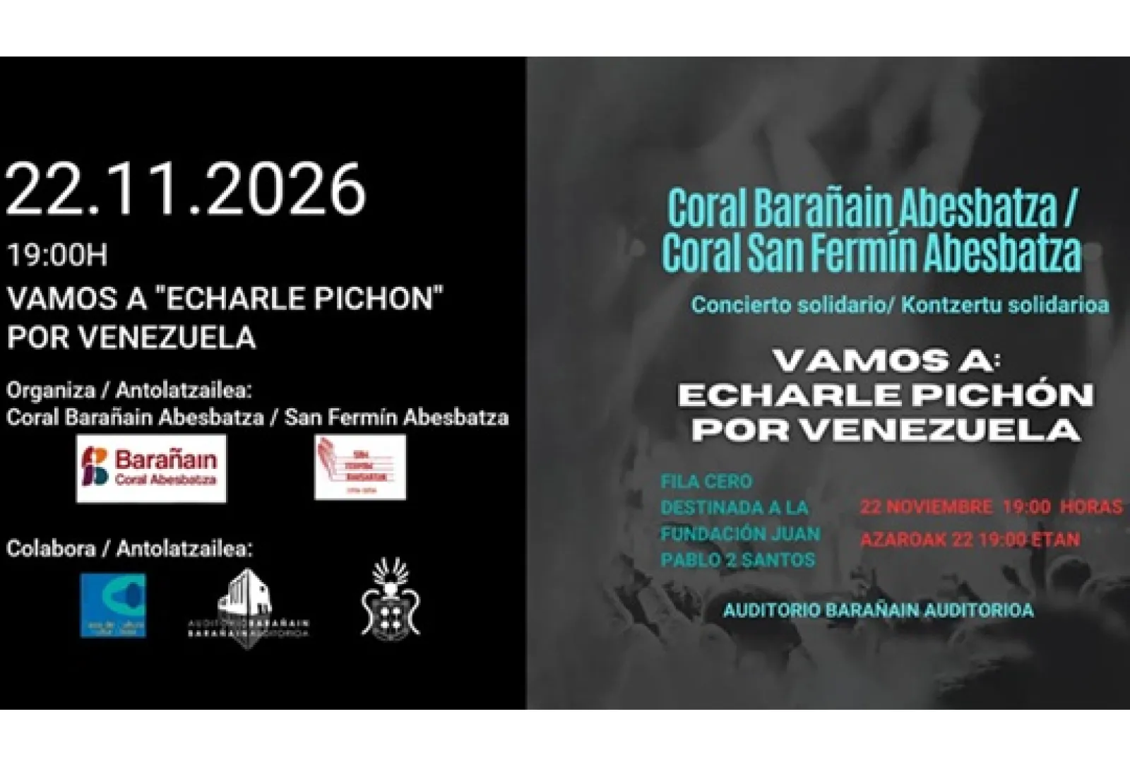 Coral Barañain Abesbatza + San Fermín Abesbatza: "Vamos a Echarle Pichón por Venezuela"
