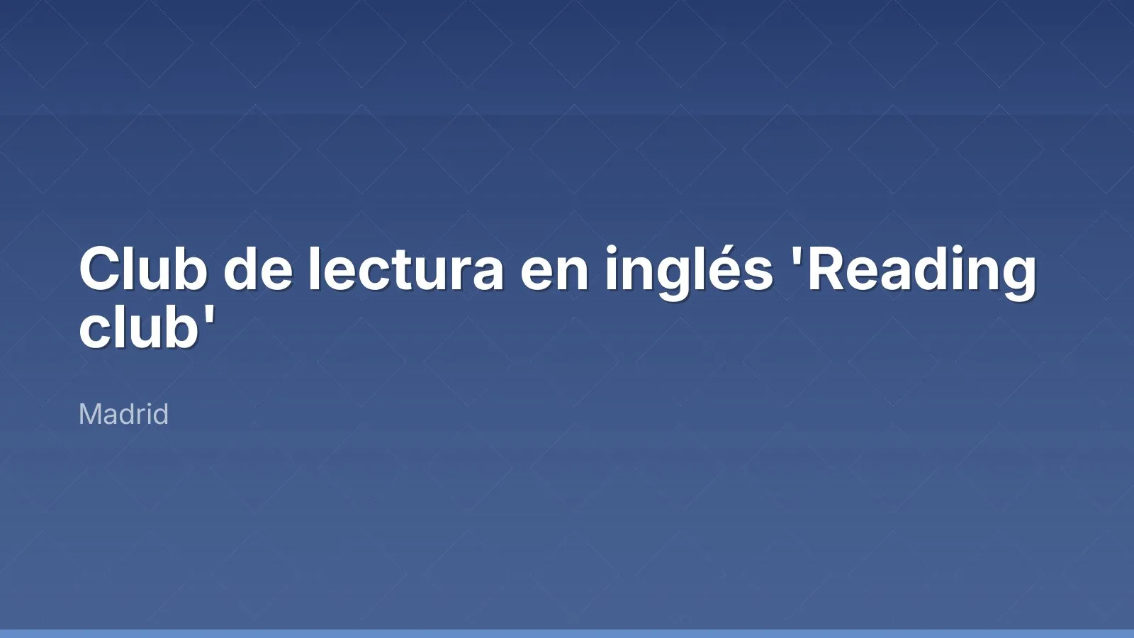 Club de lectura en inglés 'Reading club'