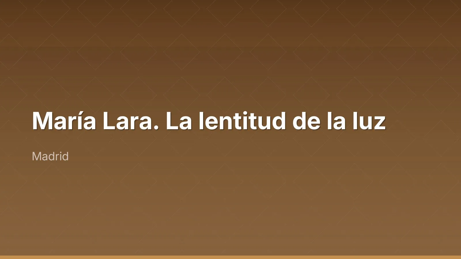 María Lara. La lentitud de la luz