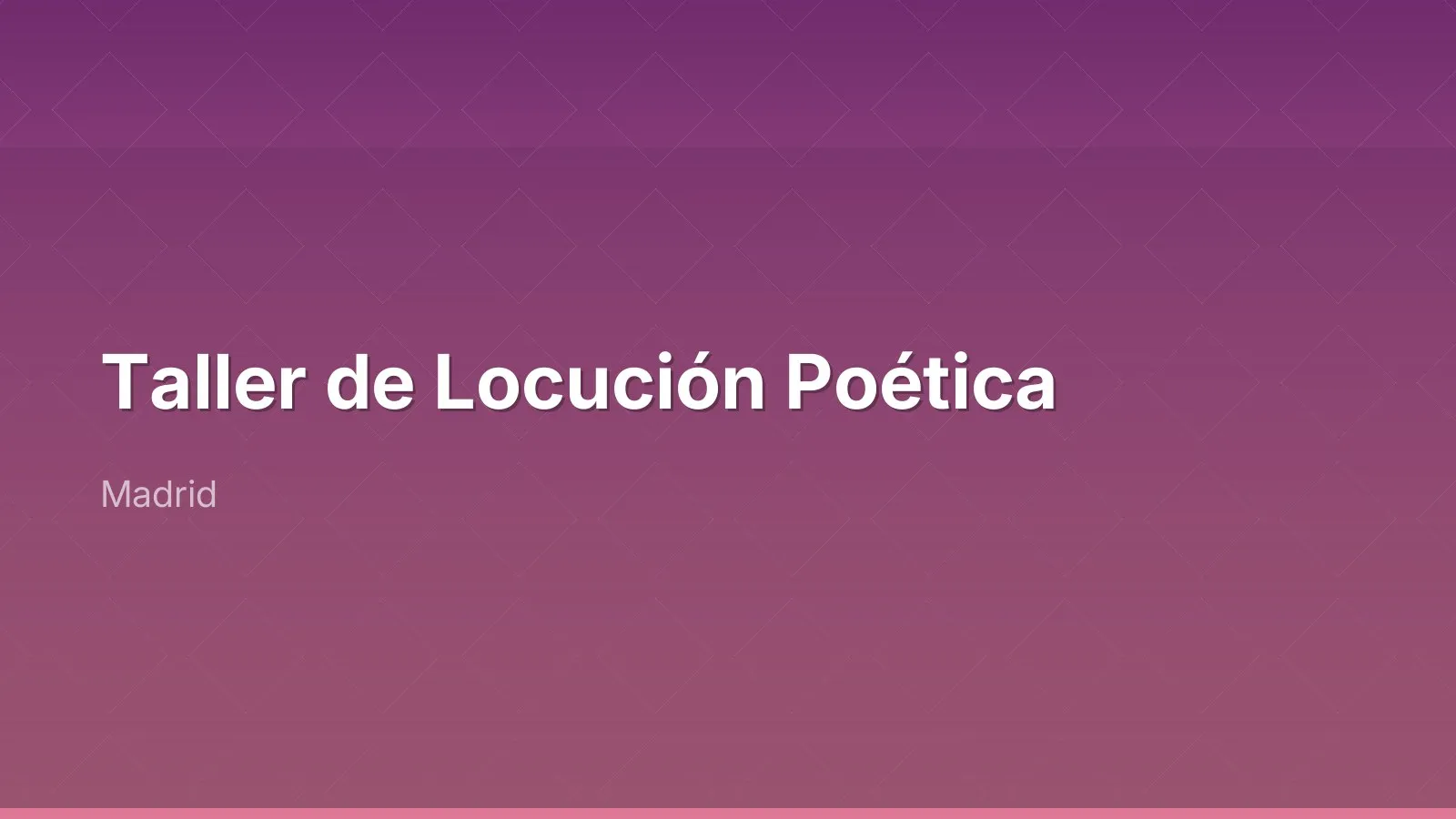 Taller de Locución Poética