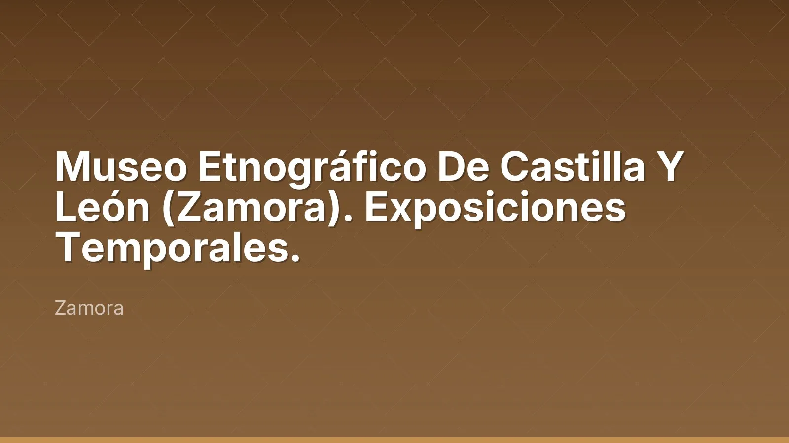 Museo Etnográfico De Castilla Y León (Zamora). Exposiciones Temporales.