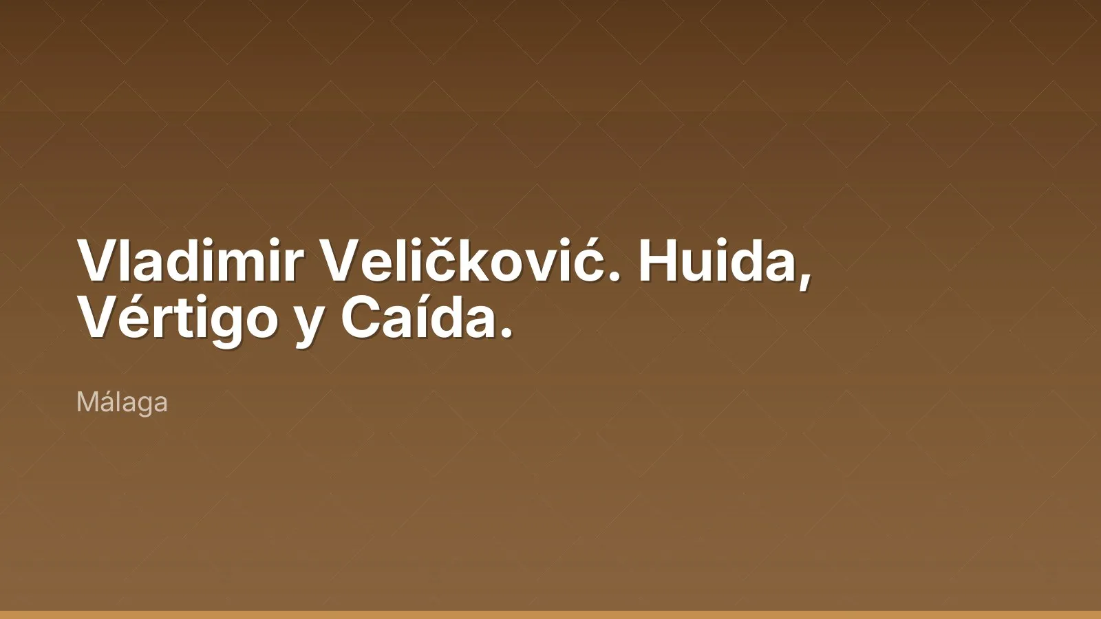 Vladimir Veličković. Huida, Vértigo y Caída.