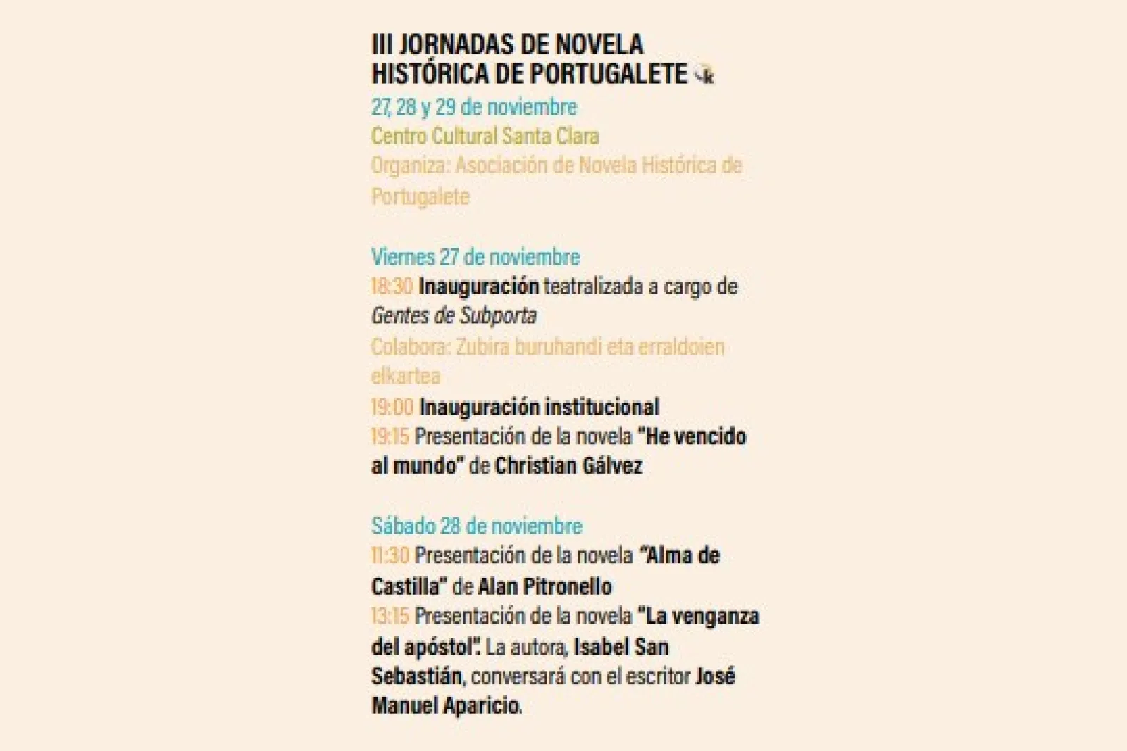 Jornadas de Novela Histórica de Portugalete 2026