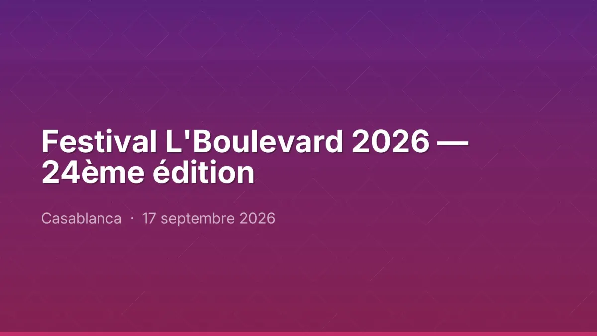 Festival L'Boulevard 2026 — 24ème édition