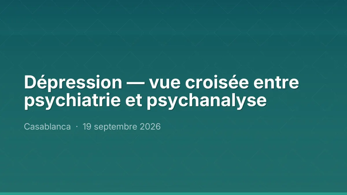 Dépression — vue croisée entre psychiatrie et psychanalyse