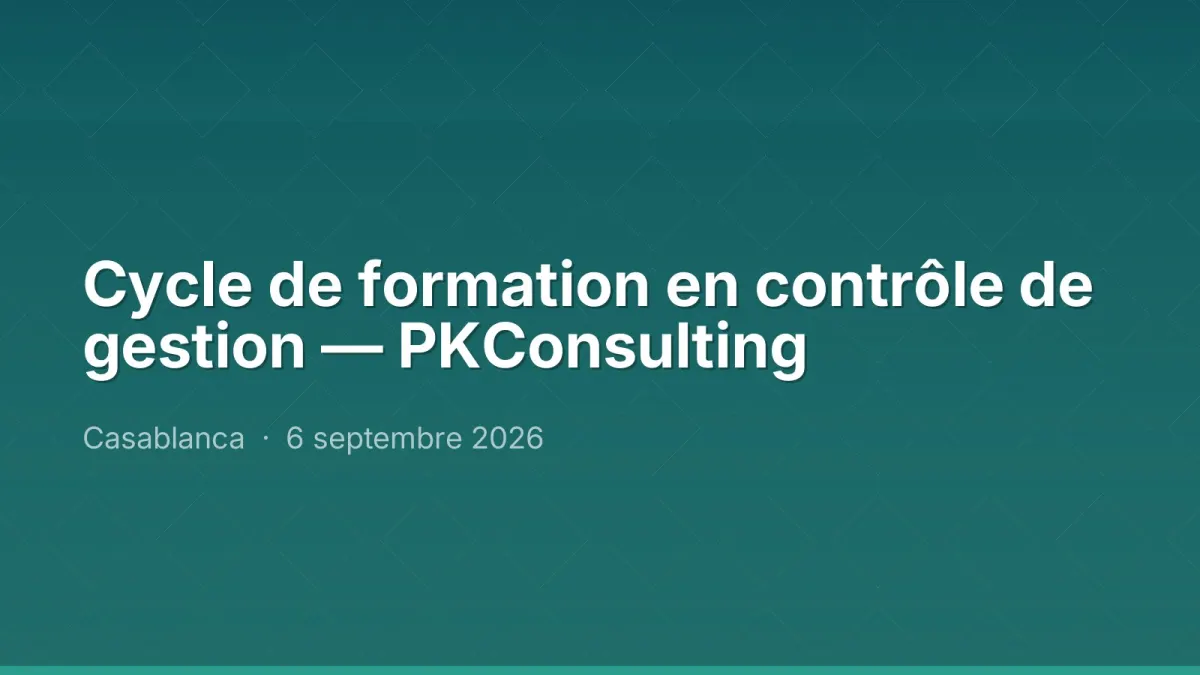 Cycle de formation en contrôle de gestion — PKConsulting
