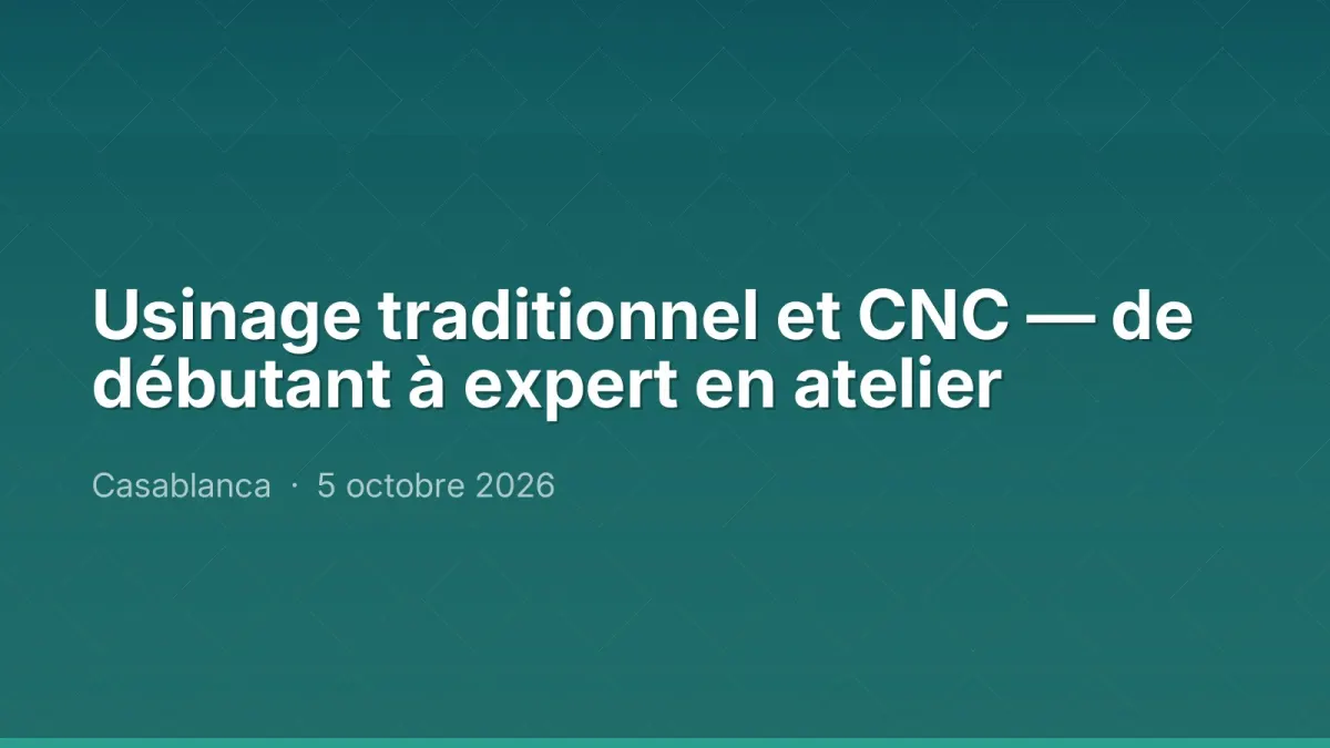 Usinage traditionnel et CNC — de débutant à expert en atelier