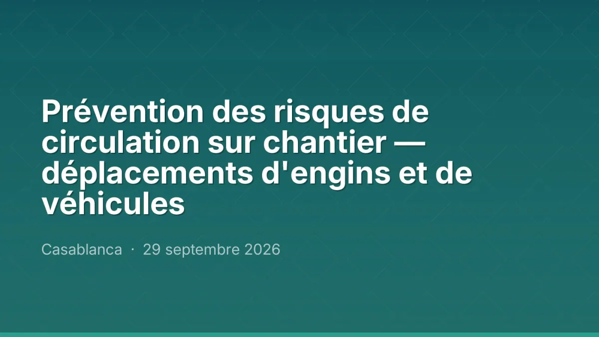 Prévention des risques de circulation sur chantier — déplacements d'engins et de véhicules