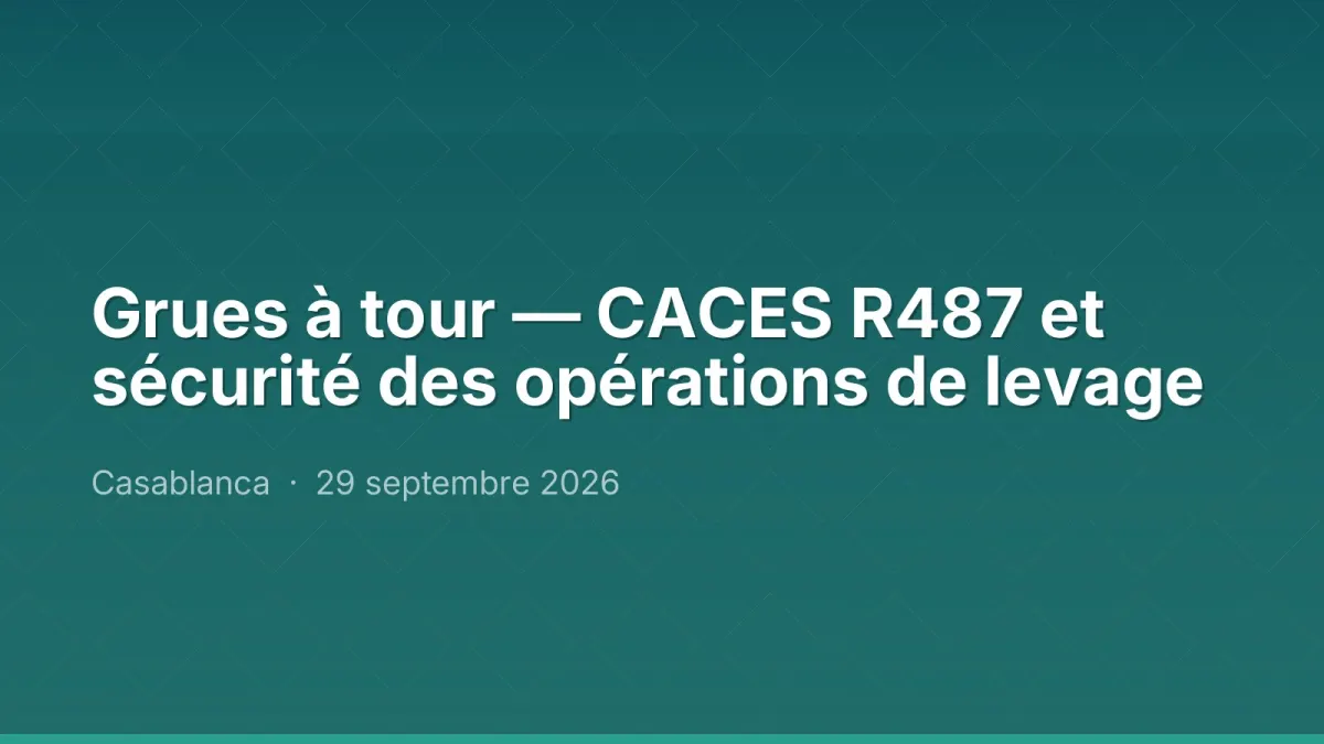 Grues à tour — CACES R487 et sécurité des opérations de levage