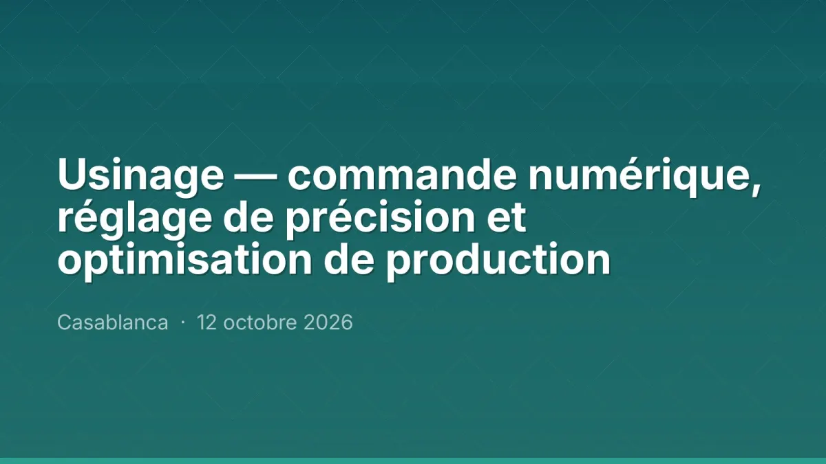 Usinage — commande numérique, réglage de précision et optimisation de production