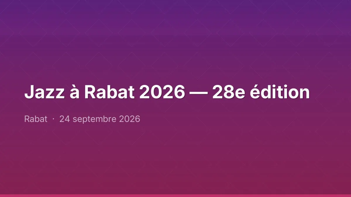 Jazz à Rabat 2026 — 28e édition