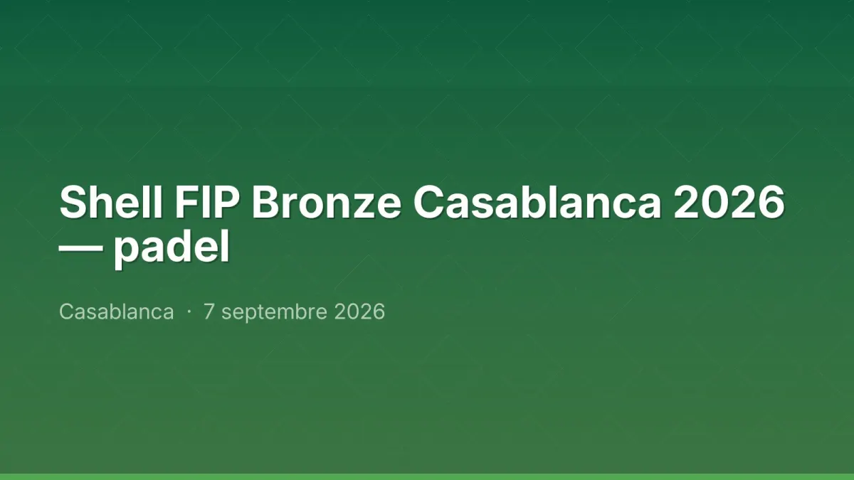 Shell FIP Bronze Casablanca 2026 — padel