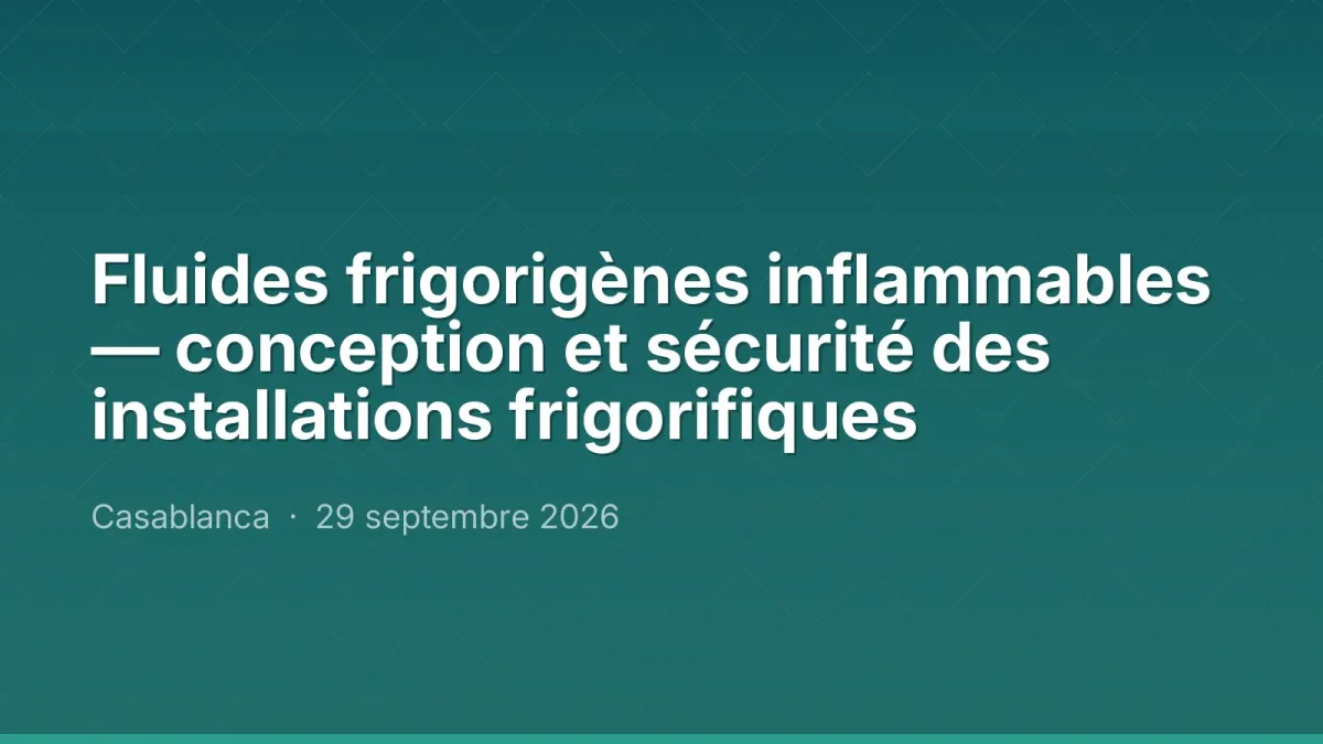 Fluides frigorigènes inflammables — conception et sécurité des installations frigorifiques