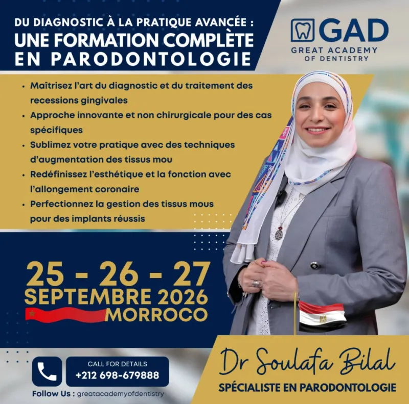 Formation complète en parodontologie — Dr Soulafa Bilal, Agadir