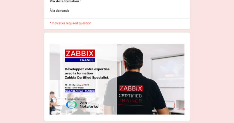 Formation officielle Zabbix Certified Specialist (ZCS) — Casablanca